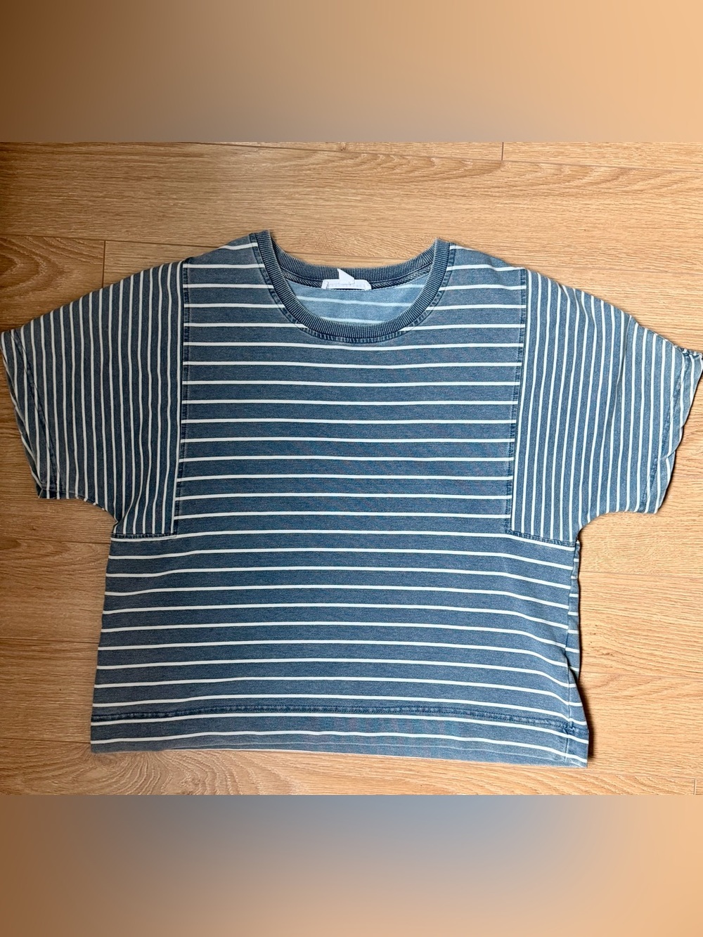 Jane and Delancey Blue and White Striped Short Sleeve Tee